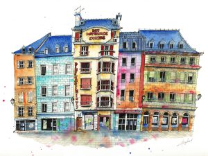 Place de la Cité, Rodez, En Vente, 31x41cm